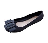 New UK 4.5 Bow Jelly Ballet Shoes Women Ladies Comfy Slip-On Flats Casual Everyday Wear Jelly Ballet Ballerina Pumps Dolly Shoes Gift Footwear 002_Black