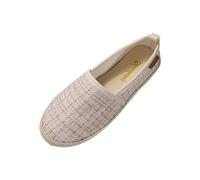 New UK 4.5 Espadrilles Women Flats Ladies Canvas Close Toe Comfort Breathable Slip On Flats Shoes Gift Footwear Beige