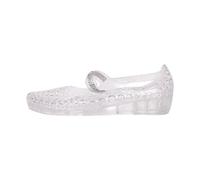 New UK 4.5 Women's Jelly Shoes Mary Jane Flats Rhinestone Glitter Crystal Clear Slip On Low Wedges With Strap Gift Footwear A4_Clear