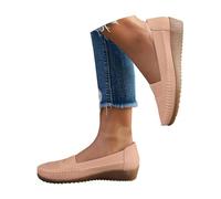 New UK 4 Loafers for Women Ladies Low Wedges Business Casual Boat Shoes Stitch Slip On Comfortable Lightweight Penny Loafers Slip On Work Flats Low Heel Dress Shoes Gift Footwear A1_Pink