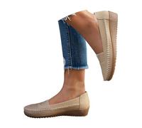 New UK 4 Loafers for Women Ladies Low Wedges Business Casual Boat Shoes Stitch Slip On Comfortable Lightweight Penny Loafers Slip On Work Flats Low Heel Dress Shoes Gift Footwear A1_Beige