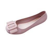 New UK 5.5 Bow Jelly Ballet Shoes Women Ladies Comfy Slip-On Flats Casual Everyday Wear Jelly Ballet Ballerina Pumps Dolly Shoes Gift Footwear 002_Pink