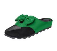 New UK 5.5 Bow Knot Mules Shoes for Women Ladies Wide Fit Closed Toe Sandals Backless Low Wedge Slip On Mule Shoes Mesh Sheer Loafer Gift Footwear Green