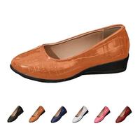 New UK 5 Ladies Low Wedge Work Shoes Pumps Court Shoes Slip On Wedges Dolly Ballerina for Women Gift Footwear Brown