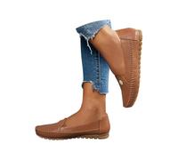 New UK 5 Loafers for Women Ladies Low Wedges Business Casual Boat Shoes Stitch Slip On Comfortable Lightweight Penny Loafers Slip On Work Flats Low Heel Dress Shoes Gift Footwear B1_Brown
