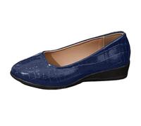 New UK 6.5 Ladies Low Wedge Work Shoes Pumps Court Shoes Slip On Wedges Dolly Ballerina for Women Gift Footwear Blue