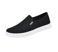 New UK 6.5 Mens Classic Slip On Canvas Flat Plimsoll Deck Boat Shoes Navy Black Plimsoles Casual Pumps Trainers Gym Shoes Gift Footwear Black