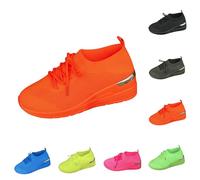 New UK 6.5 Wedge Trainers for Women Lace Up Tennis Running Shoes Silver Trim Casual Non Slip Mesh Breathable Gym Workout Breathable Work Shoes Sneakers Gift Footwear Orange