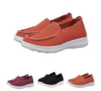 New UK 6.5 Women's Slip-On Loafers Canvas Moccasin Slip On Casual Walking Boat Shoes Fashion Classic Comfy Slip-On Driving Slippers Gift Footwear Orange