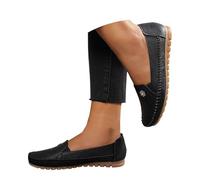 New UK 6 Loafers for Women Ladies Low Wedges Business Casual Boat Shoes Stitch Slip On Comfortable Lightweight Penny Loafers Slip On Work Flats Low Heel Dress Shoes Gift Footwear B1_Black