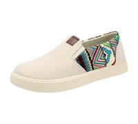 New UK 6 Mens Slip On Canvas Flat Plimsoll Printed Espadrilles Deck Boat Shoes Plimsoles Casual Pumps Trainers Gym Shoes Gift Footwear 001_Beige