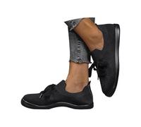 New UK 7.5 Lace-Up Mesh Sneakers Flat Walking Shoes for Women Minimalist Lightweight Breathable Casual Fashion Sneakers Tennis Shoes Slip On Trainers for Gym Workout Gift Footwear Black