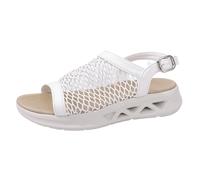 New UK 7 Walking Sandals Women Mesh Hollow Out Fish Net Upper Open Toe Bucke Sling Back Strap Flat Low Heel Casual Sandals Summer Shoes Outdoor Gift Footwear White
