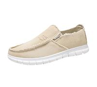 New UK 8 Mens Slip-On Loafers Canvas Moccasin Slip On Casual Boat Shoes Fashion Classic Comfy Slip-On Driving Slippers for Men Gift Footwear Beige