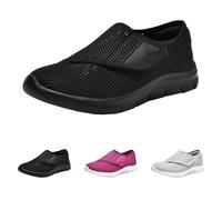 New UK 8 Shoes for Swollen Feet Women Adjustable Strap Extra Wide Fit Orthopedic Breathable Shoes for Ladies Elderly Swollen Pain Relief Gift Footwear Black
