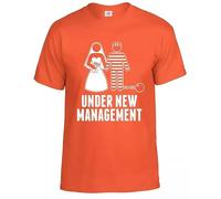New Under New Management Wedding T-Shirt Men's Funny Party Husband Groom Tee Top(Orange,L)