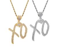 New Unise High Hip Hop Xo Letter Pendant Necklace Fashion Trendy Accessories Creative Gift Hip Hop XO Necklace Pendant with Rope Chain Hip Hop Rock Rapper Jewelry for Women Men (2PCS)