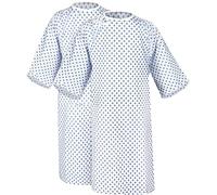 New Unisex Patient Gown - Premium Cotton Blend - Soft and Comfortable Fabric - Back Front Tie - Fit Easily Up to 2XL Size - Multipurpose Hospital Gown for Men and Women - Reusable and Washable -2 Pack