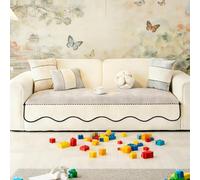 New Universal Sofa Cover 2/3 Seater, Creamy Style Sofa Seat Cover, Soft Dust-Proof Couch Slipcover Cushion, Washable Non-Slip, Pet-friendly Furniture Protector for Living Room(Light Grey, 90 x 160cm)