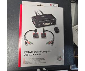 new unused LINDY DVI KVM Switch Compact - DVI-D , USB 2.0 & Audio - Inc VAT