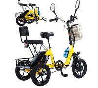 New Upgrade Electric Trike For Adults- 350w Brushless Motor, 45km Pure Electric Range, Large Lcd Display, Front/Rear Disc Brakes, And All-Weather Safety Lights Yellow