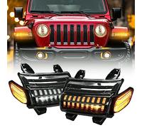 New Upgrade Smoke Lens LED Fender Light Kit for JL, LED Turn Signal Lights with DRL & Side Marker Lights Replacement for Jeep Wrangler JL 2018-2022