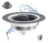 New Upgraded 3 in 1 Kitchen Sink Drain Strainer, Pop Up Sink Strainer Kitchen Drain Stopper Combo,Anti-Clogging Stainless Steel Sink Strainer Basket Plug & Cover for US Standard 3-1/2 Inch Drain