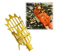 New Upgraded Fruit Picker Basket Head for Fruit-Apples, Cherry, Pears & Oranges - Lightweight Plastic Orchard Picker with Angle-Adaptable Design, No Climbing Needed (Without Pole) (Yellow Large)