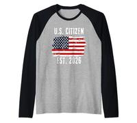 New US Citizen Est 2026 American Immigrant Citizenship Raglan Baseball Tee