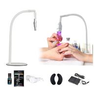 New UV Desk Lamp for Nail Tech/Eyelash Extensions, UV Light For Gel Nails with Foot Pedal/ Protective Glass/UV Glue/Eye Patches, Removable Lamp Head, Adjustable Spot Size, For Beauty Salon,White