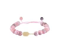 New valley warbler Adjustable Pickleball Bracelet with Crystal Paddle Charm, Pink and Black Beaded Design, Sports Jewelry Gift, Adjustable, Stone Nylon Metal, Created Opal