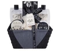 New Vanilla Noir Basket Set, Housed in A Grass Basket, Beautiful Vanilla and White Musk Scent, A Thoughtful Gift for Any Spa-at-Home Lover, Delight Your Loved Ones, Ideal for Birthdays - Black