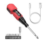 (New Version) Ankilo Mini Electric Screwdriver Kit with 10 Bits, Rechargeable Precision Screwdriver Set with LED Lights & USB Cable, Magnetic Repair Tool Kit for Electronic PC iPhone MacBook, Red