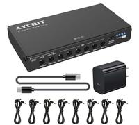 [New Version] AYCRIT Guitar Pedal Power Supply, Rechargeable 12800mAh 9 Outputs 9V2A/12V1.5A/18V450mA and 5V3A Type-C Port for iPhone ipad (MUSTAN-02)