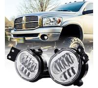 New Version LED Fog Light for Dodge Ram 1500-3500 Chrome Black Bezel 2003 2004 2005 2006 2007 2008 2009-1 Pair
