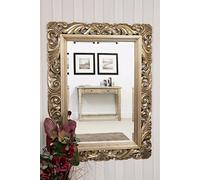 NEW VERY LARGE SHABBY CHIC BEVEL GLASS OVERMANTLE WALL MIRROR 49" x 37" (Silver)