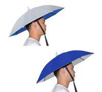 NEW-Vi Umbrella Hat Adult and Kids Folding Cap for Beach Fishing Golf Party Headwear (Silver and Blue 2PCS), Silver and Blue 2pcs, 25