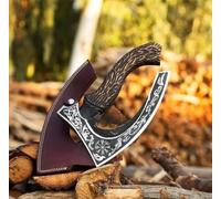 New Viking Pizza Cutter with 1 Keychain Gift Axe Viking Hatchet Pizza Axe Slicer Pizza, Small Camping Axe, with Premium Leather Sheath Cover