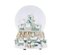 New Village Scene Musical Snow Globe With Snow Topped Houses and Trees, Add Festive Joy to Your Space, Wind it Up to Hear A Classic Holiday Melody, Creating A Cosy Atmosphere - White and Green