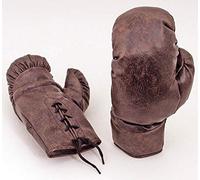 New Vintage 1930s Boxing Gloves 10oz Brown PU Leather Look Retro Unbranded