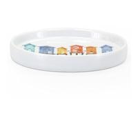 New Vintage Beach Hut Soap Dish - Nautical Coastal Bathroom Accessory in Classic Oval Design, Decorative Stoneware Sink Side Holder for Bar Soap N-36