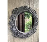 New Vintage Grey Filigree Round Wall Mirror - 51cm Rustic Plastic Frame, Decorative Bathroom & Hallway Mirror, Classic Antique Look, Lightweight, Home Décor Z-33