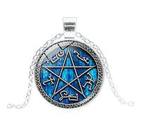 New Vintage Supernatural Devils Trap Necklace Magical Pentagram Amulet Sign Jewelry Glass Cabochon Necklace Women