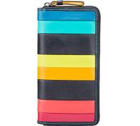 New Visconti High End Santorini Ladies Luxury Leather Cash Coin Card Purse Wallet RFID (Black Multi Corfu Large)