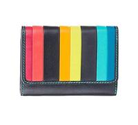 New Visconti High End Santorini Ladies Luxury Leather Cash Coin Card Purse Wallet RFID (Black Multi Halki Small)