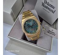 Vivienne Westwood Charterhouse Ladies Quartz Watch with Green Dial & Stainless Steel Gold Bracelet