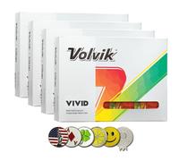 New Volvik Vivid Multi-Performance and 3-Piece Construction Unique Bright Matte Color Finish Golf Ball. 4 Dozen (Orange) with 5 Ball Marker and 1 Magnet Hat Clip