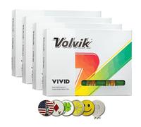 New Volvik Vivid Multi-Performance and 3-Piece Construction Unique Bright Matte Color Finish Golf Ball. 4 Dozen (Green) with 5 Ball Marker and 1 Magnet Hat Clip