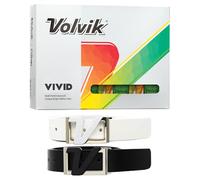 New Volvik Vivid Multi-Performance and 3-Piece Construction Unique Bright Matte Color Finish Golf Ball. 1 Dozen (Green) with 100% Genuine Italian Leather Belt, White & Black