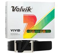 New Volvik Vivid Multi-Performance and 3-Piece Construction Unique Bright Matte Color Finish Golf Ball. 1 Dozen (Green) with 100% Genuine Italian Leather Belt, Black